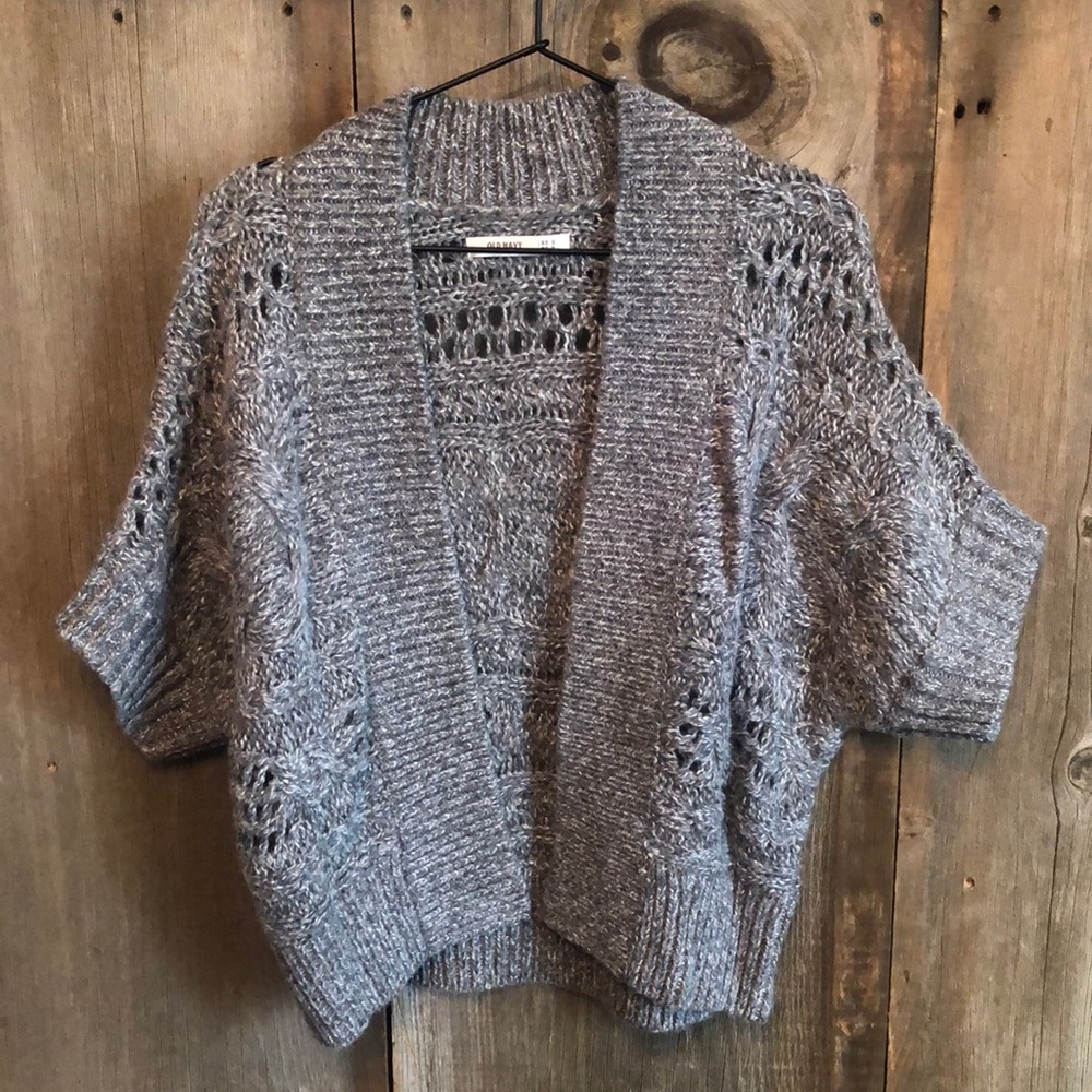 Old Navy Cocoon Cable Open Front Cardigan Sweater Heather Gray XS/S